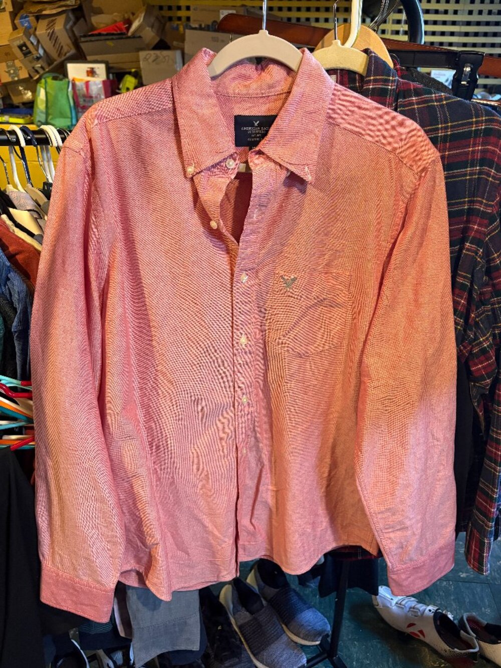 American Eagle Men's M Pink Casual Dress Shirt